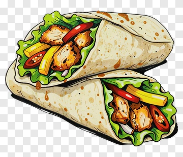Illustration Of Chicken Wraps With Vegetables PNG