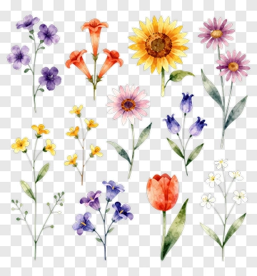 Watercolor Flower Collection PNG