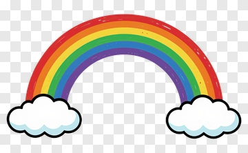 Colorful Rainbow With Clouds PNG