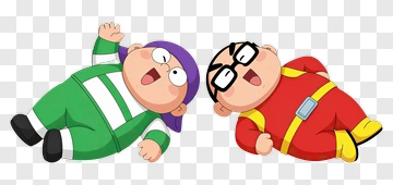 Cartoon Characters Lying On The Ground PNG