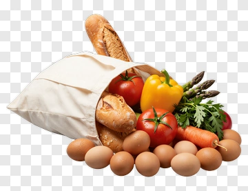 Grocery Bag Filled With Fresh Vegetables And Bread PNG