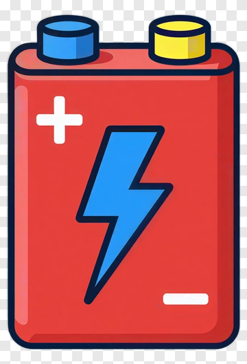 Cartoon Battery With Lightning Bolt PNG