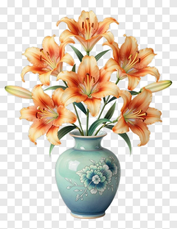 Vase Of Orange Lilies PNG