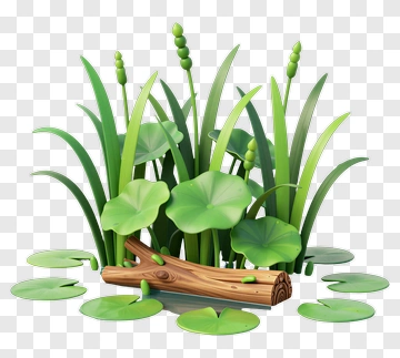 Lily Pads And Green Grass PNG