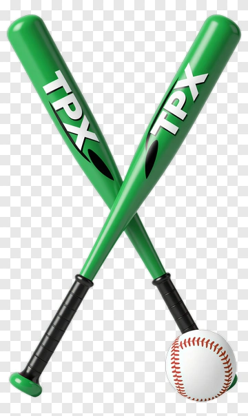 Crossed Green Baseball Bats With A Baseball PNG