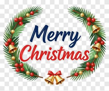 Merry Christmas Wreath With Bells And Berries PNG