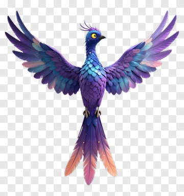 Colorful Bird With Outstretched Wings PNG