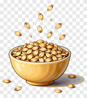 Bowl Of Oats With Spilling Grains PNG