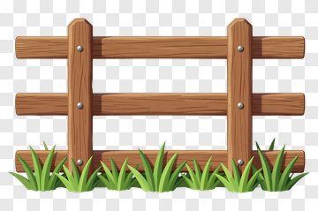 Wooden Fence With Grass PNG