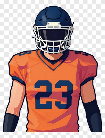 Cartoon Football Player In Orange Jersey PNG
