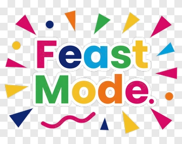 Feast Mode Colorful Text Design PNG