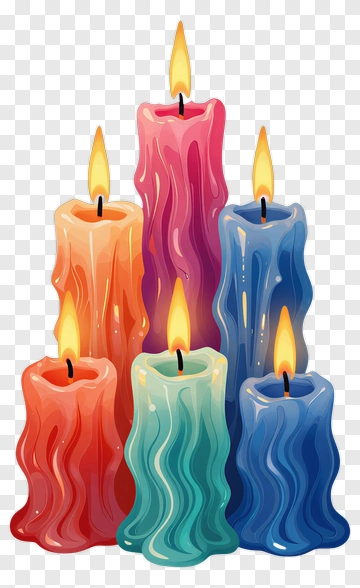 Colorful Candles With Flames PNG