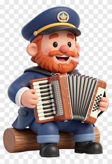 3D Musician Playing Accordion PNG