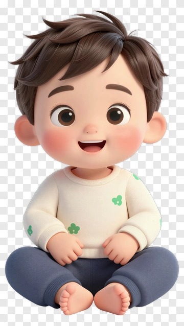 Happy Cartoon Boy Sitting PNG
