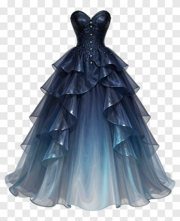 Elegant Blue Evening Dress PNG