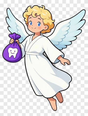 Cartoon Tooth Fairy Holding A Purple Bag PNG