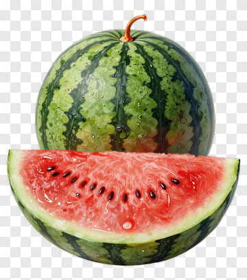 Whole Watermelon And Sliced Watermelon PNG