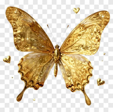 Golden Butterfly With Sparkling Effects PNG
