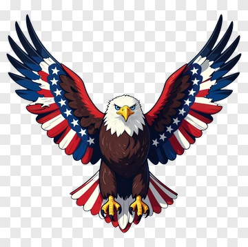 Eagle With American Flag Wings PNG