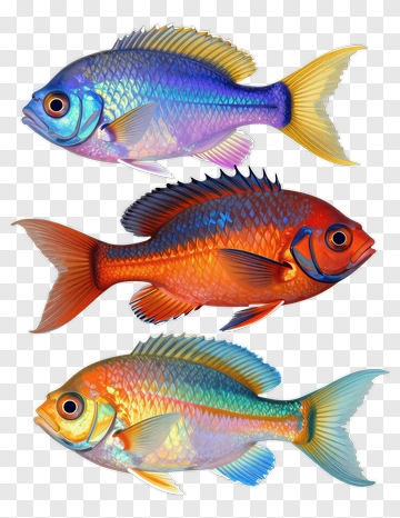 Colorful Fish Trio PNG