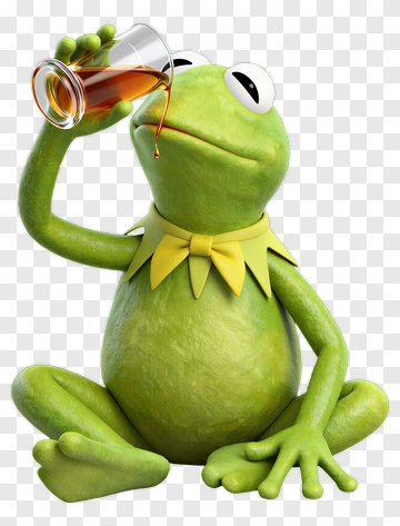 Cartoon Frog Drinking A Beverage PNG