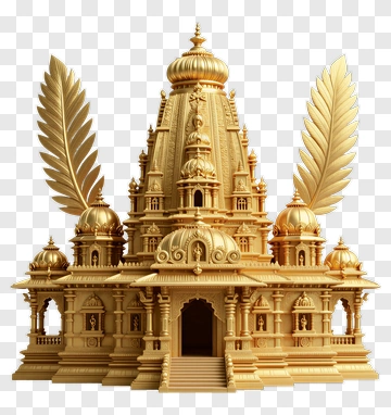 Golden Temple With Decorative Leaves PNG