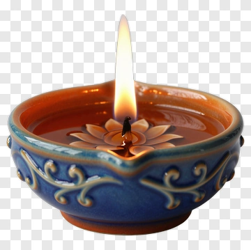 Ceramic Oil Lamp With Lotus Flower PNG