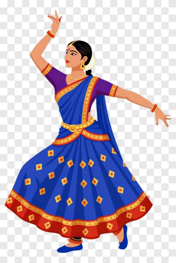 Classical Dancer In Colorful Traditional Attire PNG