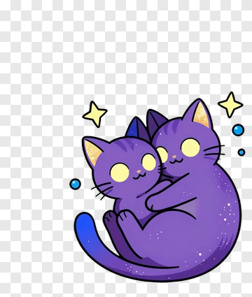 Cartoon Purple Cats Embracing PNG