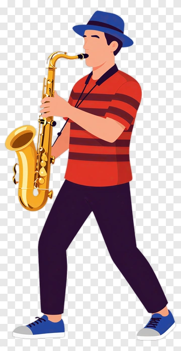 Musician Playing Saxophone PNG