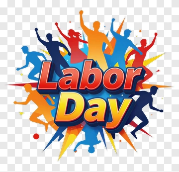 Labor Day Celebration With Colorful Silhouettes PNG