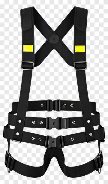 Black Safety Harness With Yellow Accents PNG