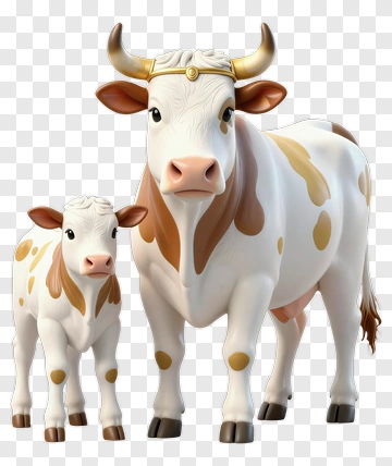 Cartoon Cow And Calf PNG