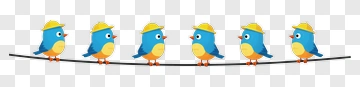 Cartoon Bluebirds Sitting On A Wire PNG