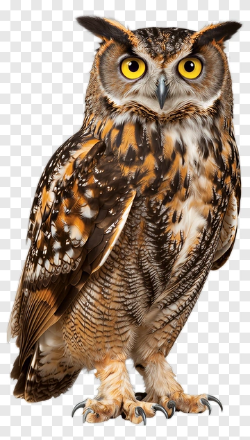 Realistic Owl With Yellow Eyes PNG