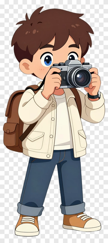 Cartoon Boy Holding A Camera PNG