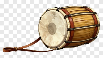 Wooden Drum With Leather Straps PNG