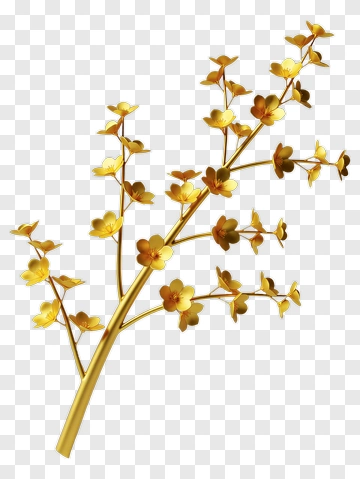 Golden Floral Branch PNG