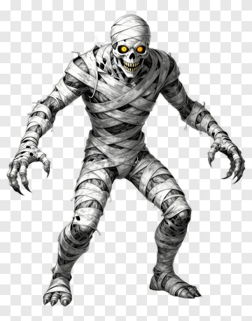 Cartoon Mummy With Yellow Eyes PNG