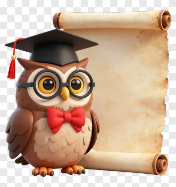 Cartoon Owl Wearing Graduation Cap And Glasses PNG