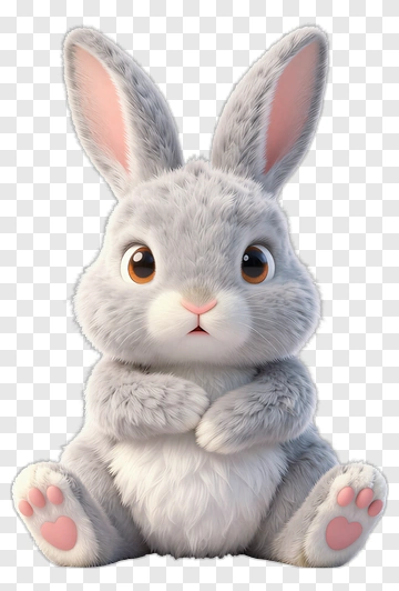 Cute Cartoon Rabbit Sitting With Paws Together PNG