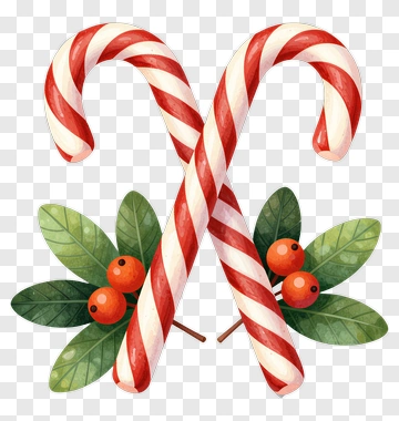 Candy Canes With Holly Leaves PNG