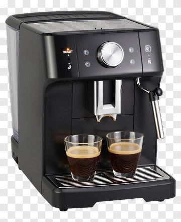 Espresso Machine With Two Glasses Of Coffee PNG