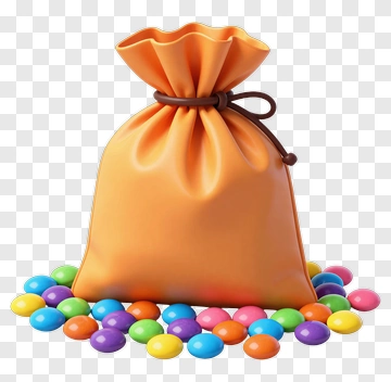 Colorful Candy Bag Filled With Sweets PNG
