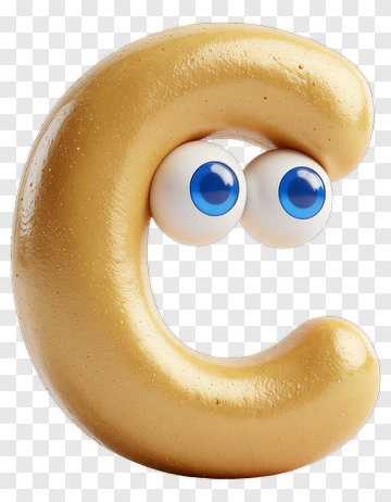 Cartoon Letter C With Eyes PNG