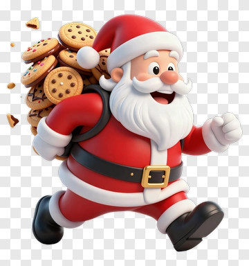 Cartoon Santa Claus Running With Cookies PNG