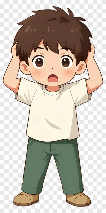 Surprised Boy With Hands On Head PNG