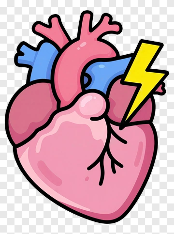 Cartoon Heart With Lightning Bolt PNG