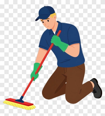 Cleaner Using A Broom PNG