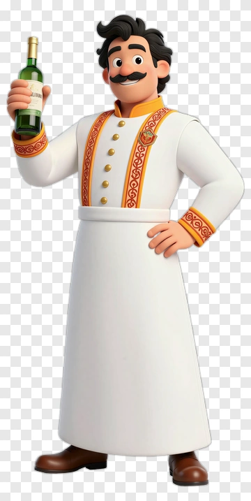 3D Chef Holding A Bottle PNG